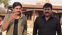 Chiranjeevi visits Pawan Kalyan on the sets of Sardaar Gabbar Singh